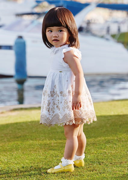 Vestito con ricamo e lino baby femmina