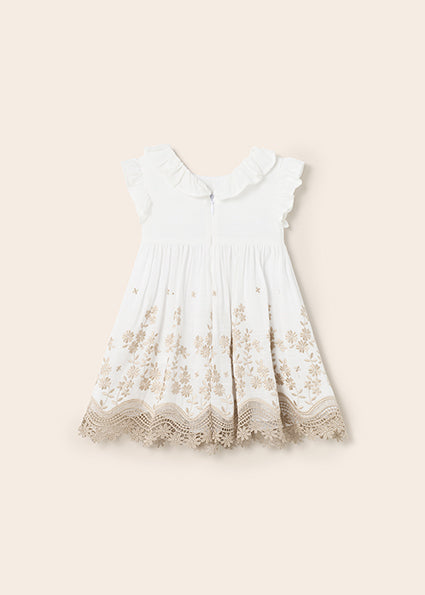 Vestito con ricamo e lino baby femmina