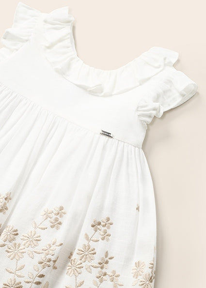 Vestito con ricamo e lino baby femmina