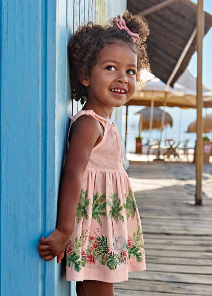 Vestito gonna stampata con lino baby femmina