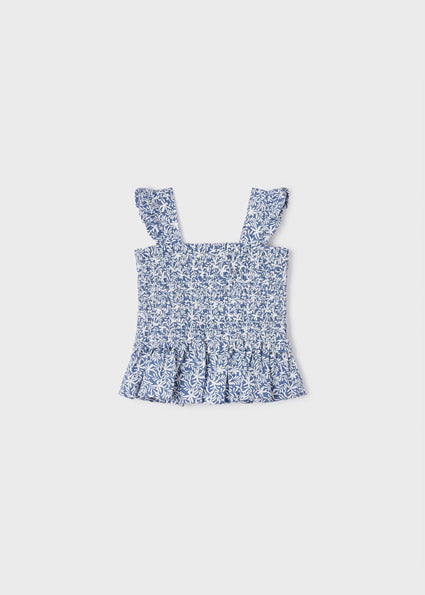 Blusa con bretelle punto smock cotone bambina