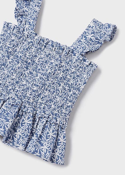 Blusa con bretelle punto smock cotone bambina