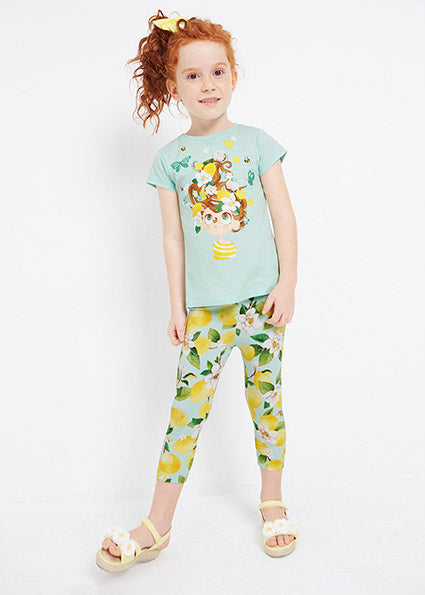 Completo 2 pezzi stampa cotone sostenibile bambina