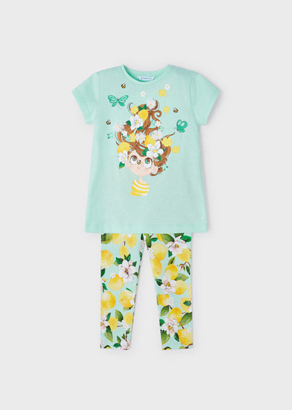 Completo 2 pezzi stampa cotone sostenibile bambina
