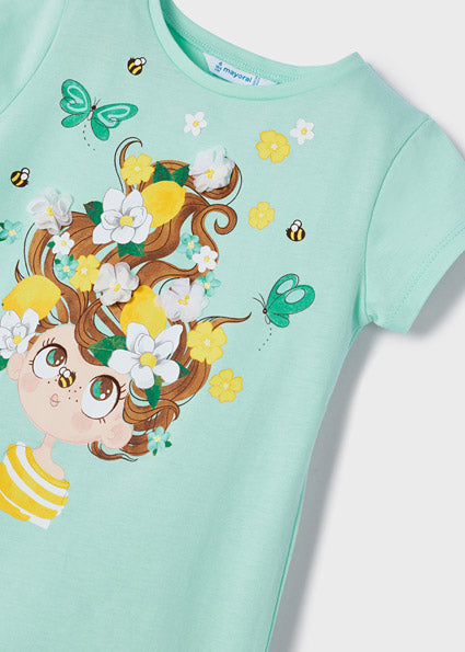 Completo 2 pezzi stampa cotone sostenibile bambina