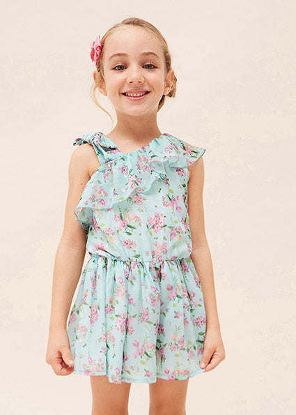 Tuta corta stampata chiffon bambina