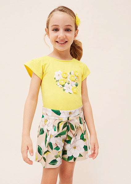 Gonna-pantalone con stampa cotone bambina