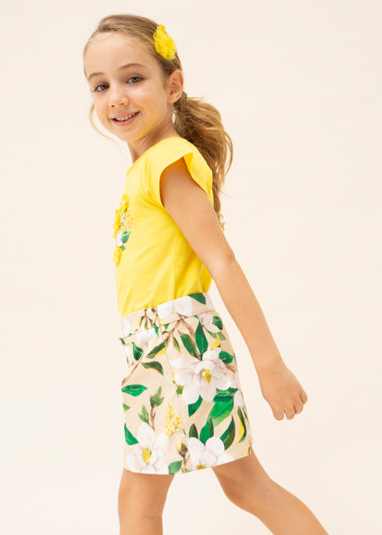 Gonna-pantalone con stampa cotone bambina