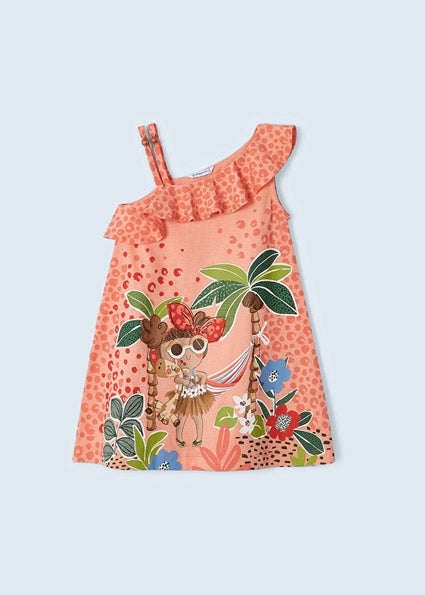 Vestito asimmetrico cotone sostenibile bambina