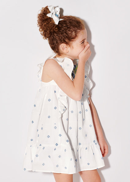Vestito stampato con ricamo cotone bambina