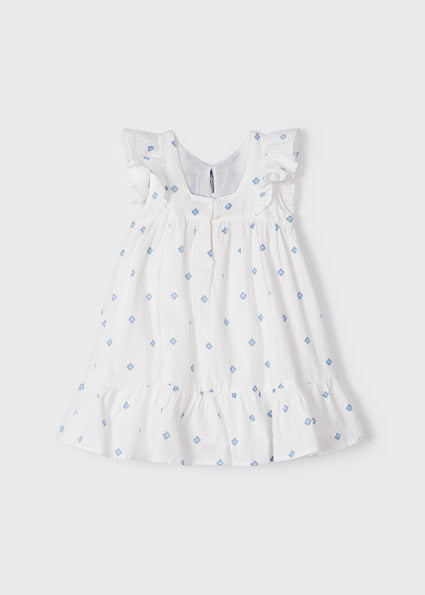 Vestito stampato con ricamo cotone bambina