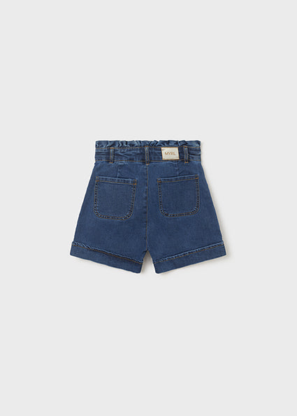 Pantaloncino jeans vita alta cotone ragazza