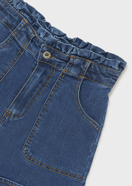 Pantaloncino jeans vita alta cotone ragazza