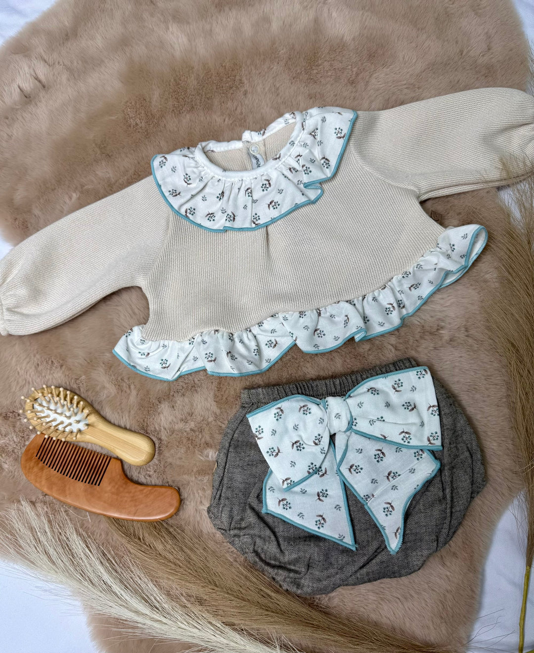 Completo con culotte con fiocco neonata Calamaro
