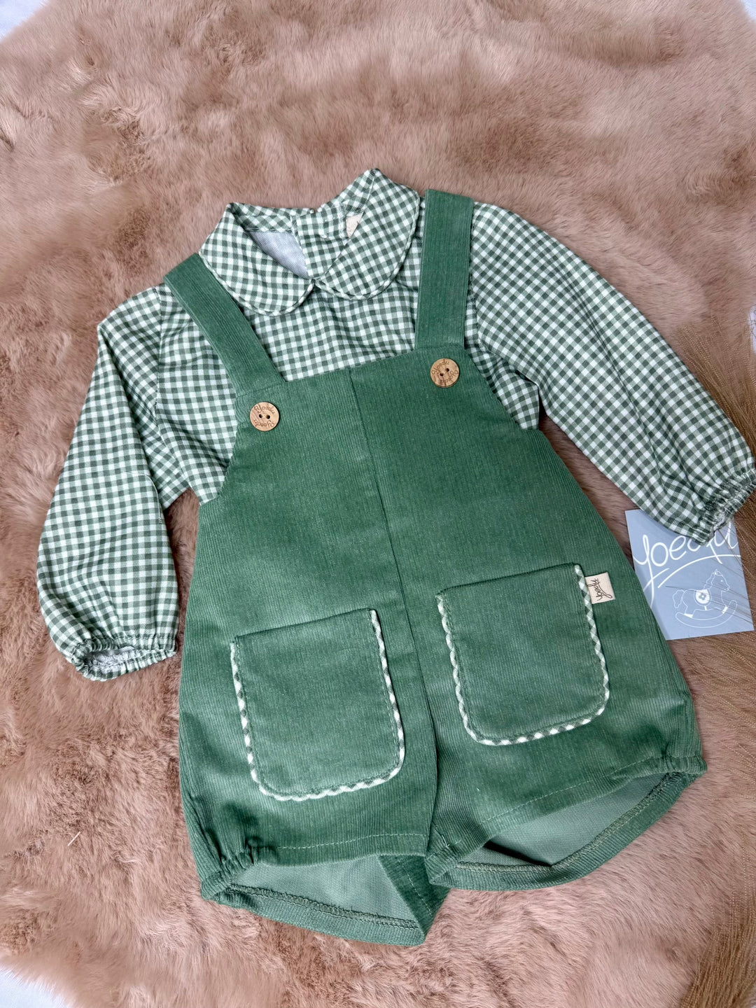 Salopette in velluto con camicia neonato Yoedu