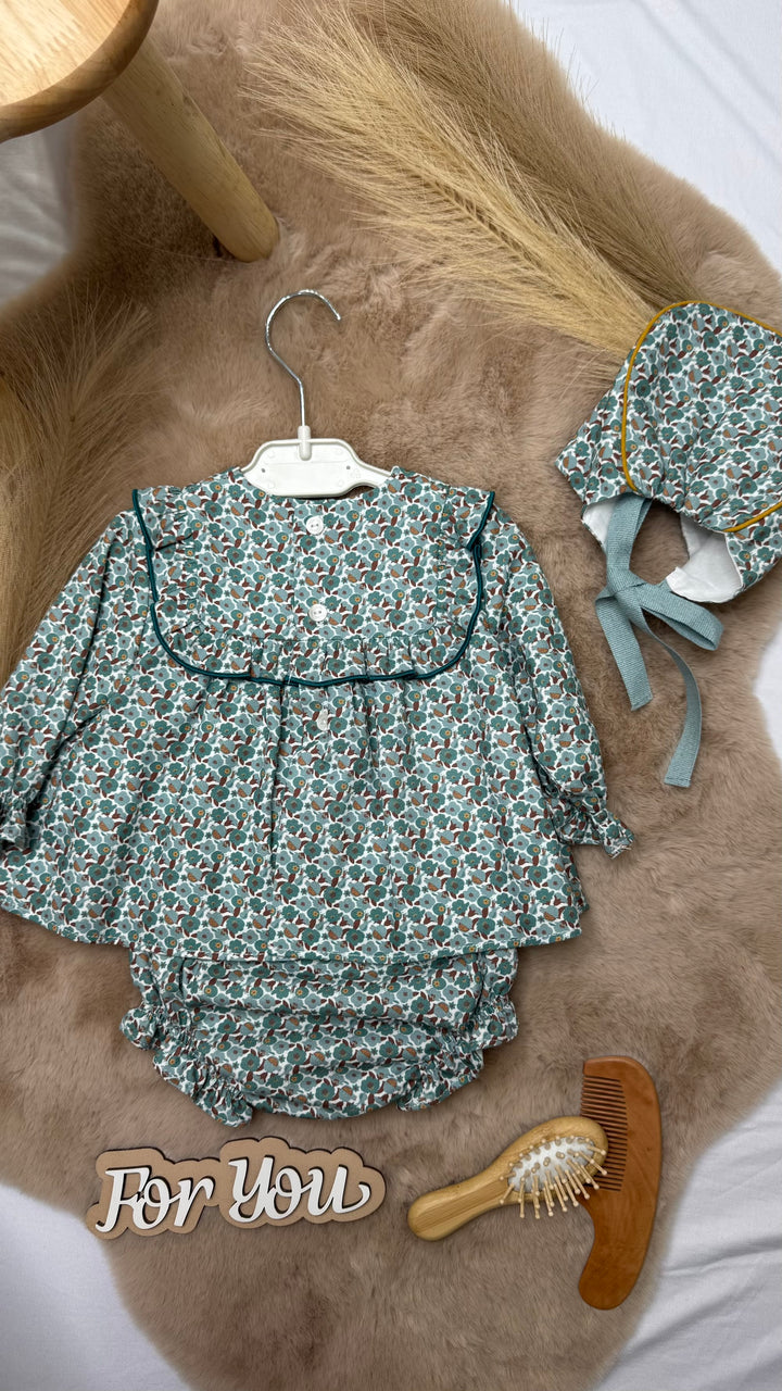 Completo due pezzi con culotte e cuffietta neonata Yoedu
