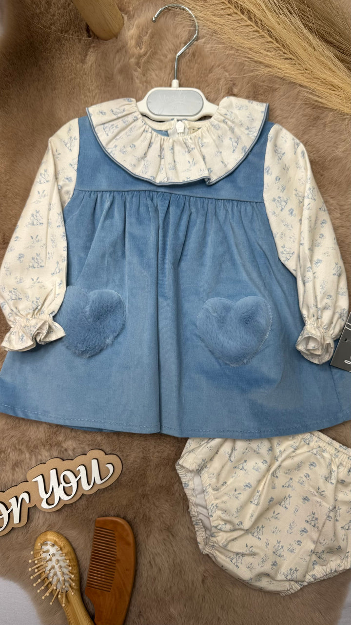 Vestito in velluto con camicia a body con colletto neonata Yoedu
