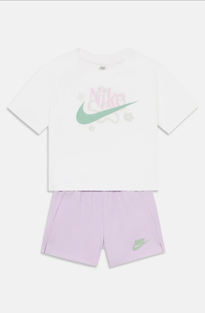 Completo maglietta a maniche corte con grafica e pantaloncino bambina