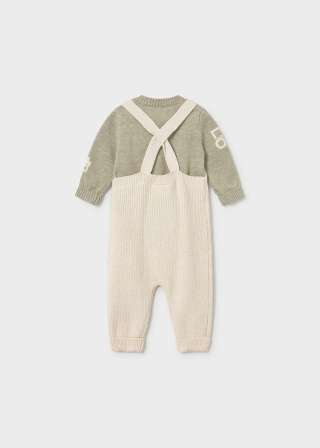 Completo due pezzi salopette e maglia in tricot neonato Mayoral