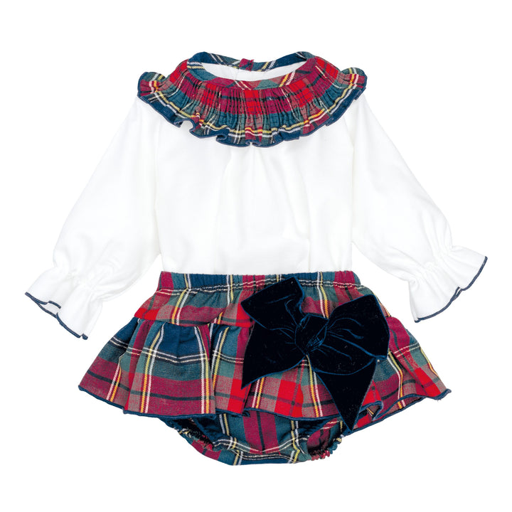 Completo con culotte scozzese neonata Calamaro