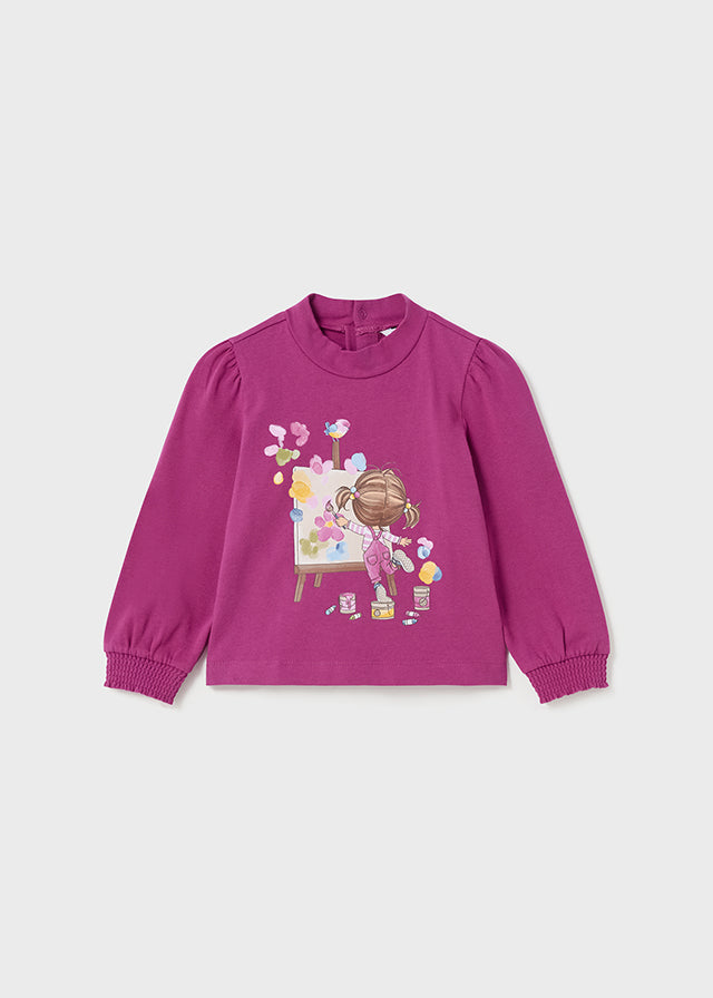 Maglia manica lunga con colletto baby femmina
