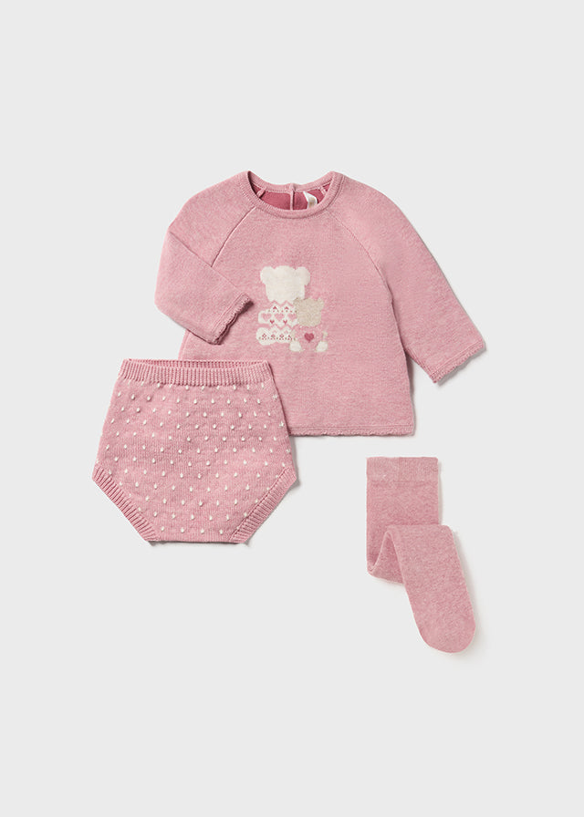 Completo 3 pezzi tricot neonata