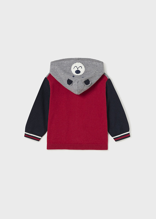 Giacca tricot con cappuccio animale baby maschio