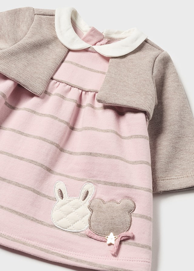 Vestito con finto cardigan cotone ecologico neonata
