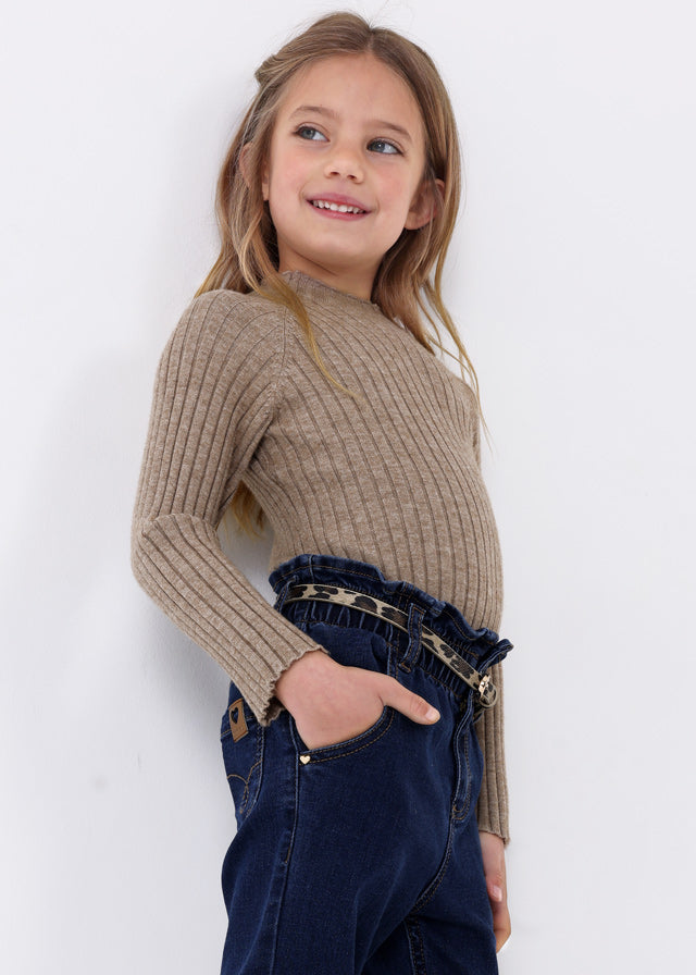 Maglietta lupetto costine bambina