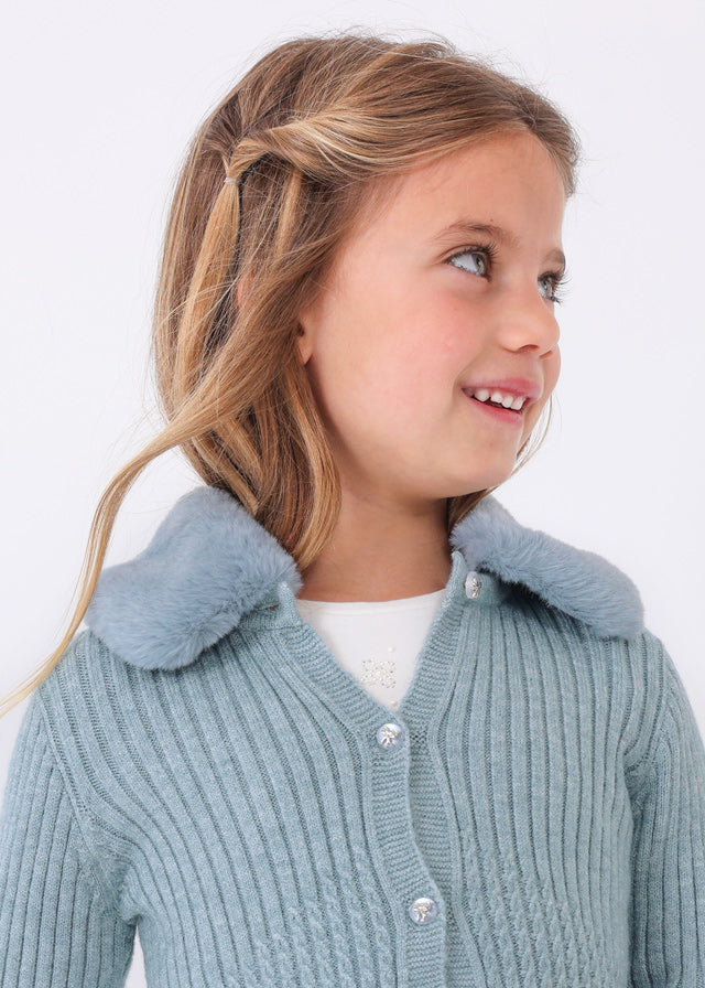 Cardigan colletto pellicciotto bambina