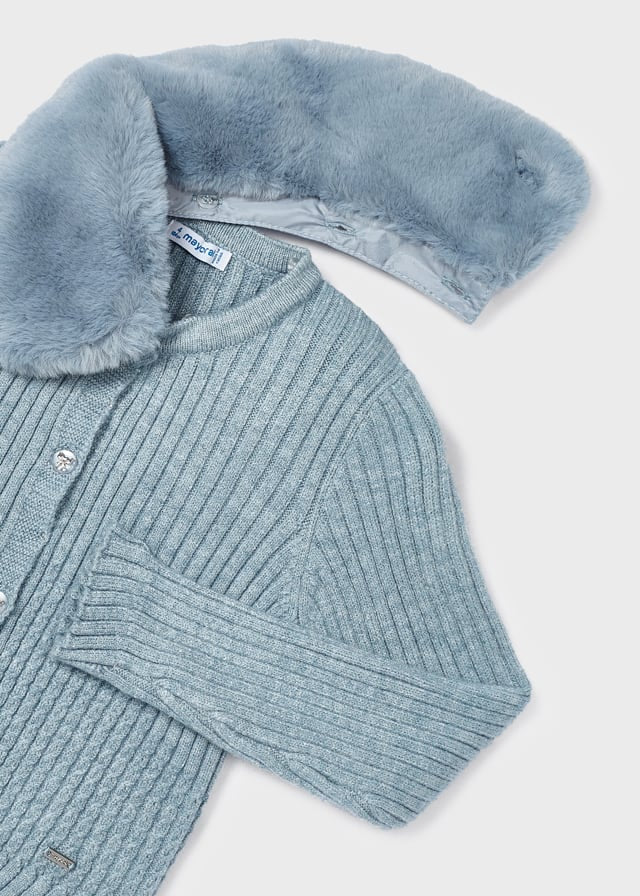 Cardigan colletto pellicciotto bambina