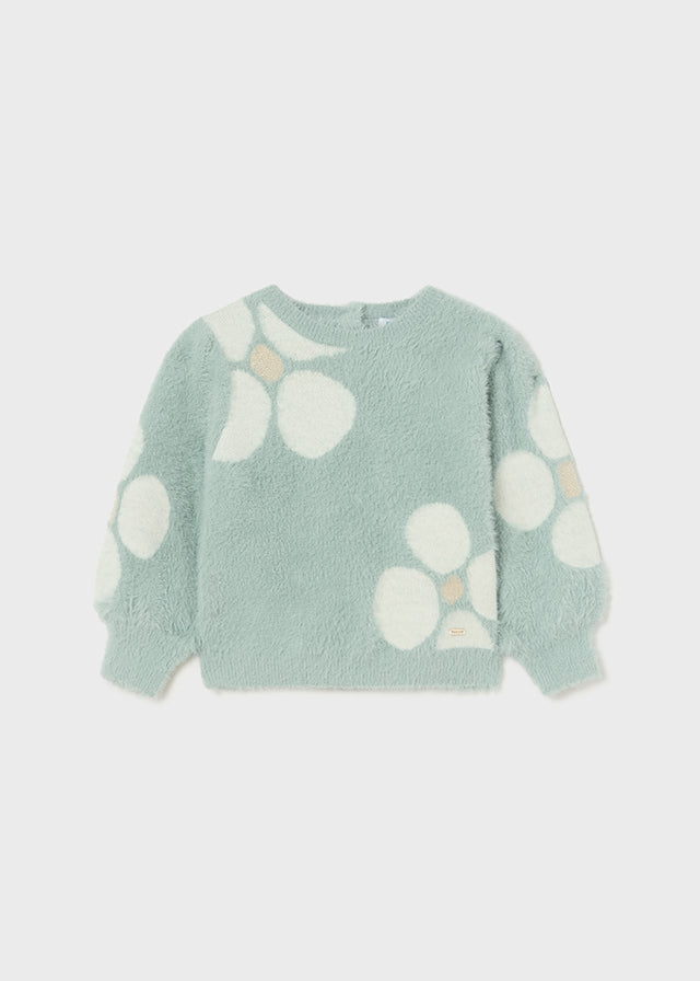 Maglione a fiori verde baby femmina