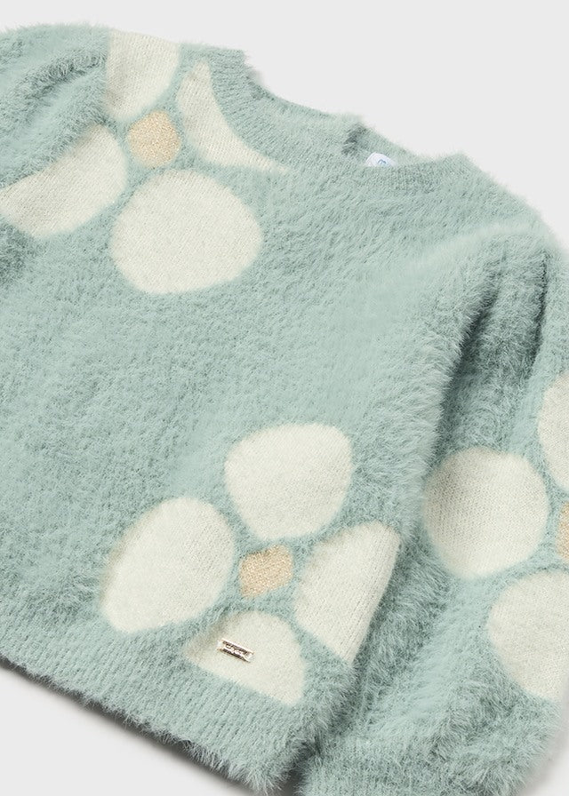 Maglione a fiori verde baby femmina