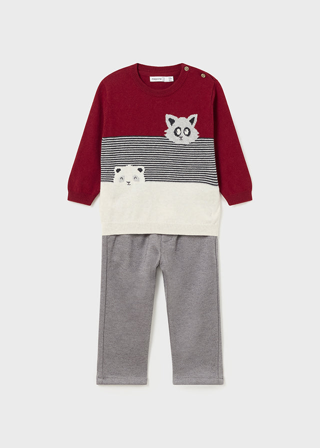 Completo pantalone e maglione baby maschio