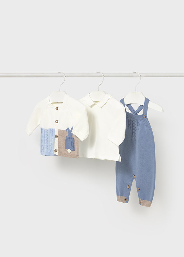Completo salopette 3 pezzi neonato Mayoral