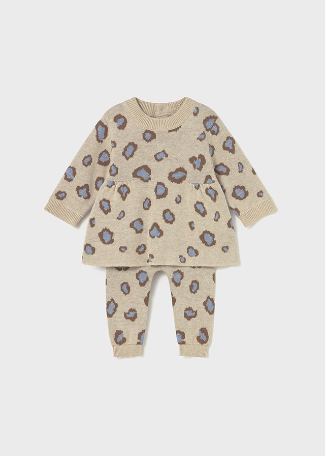 Completo pantalone e maglione stampato neonata Mayoral