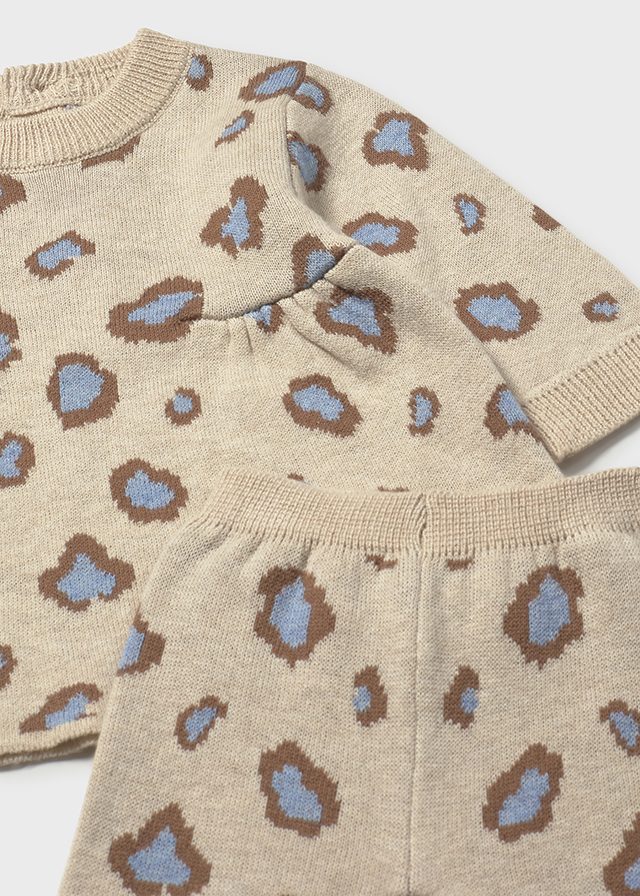 Completo pantalone e maglione stampato neonata Mayoral