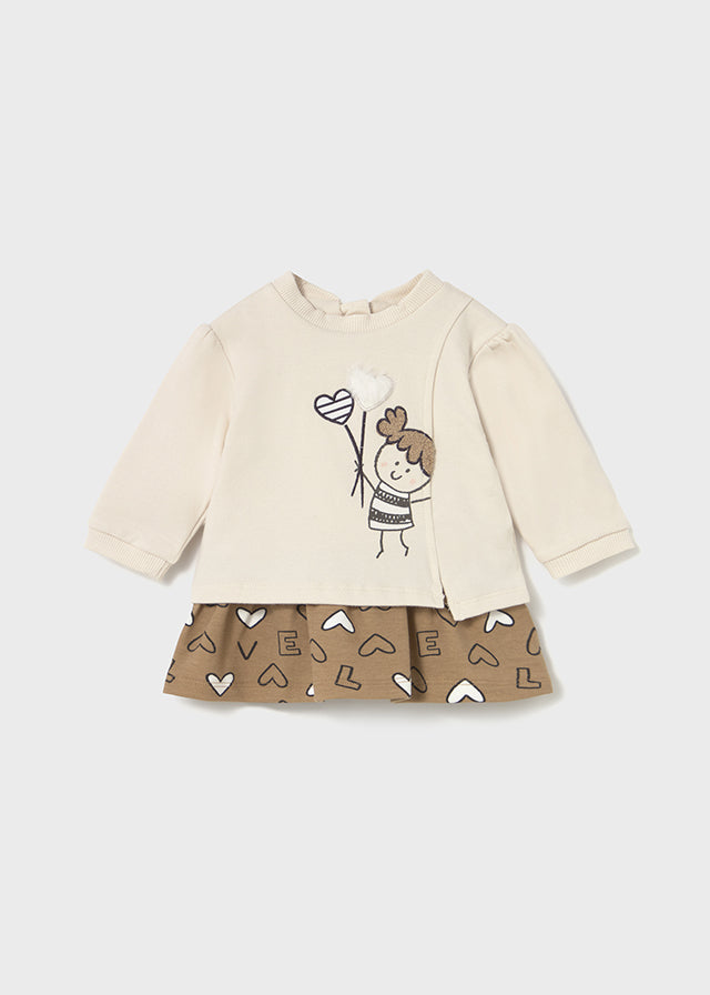 Vestito combined con stampa neonata Mayoral