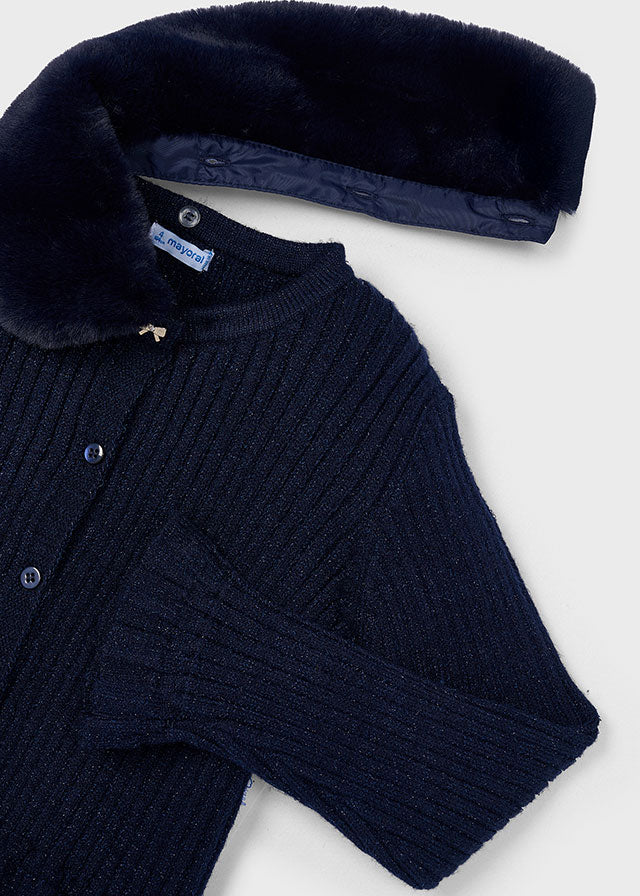 Cardigan colletto pellicciotto bambina Mayoral