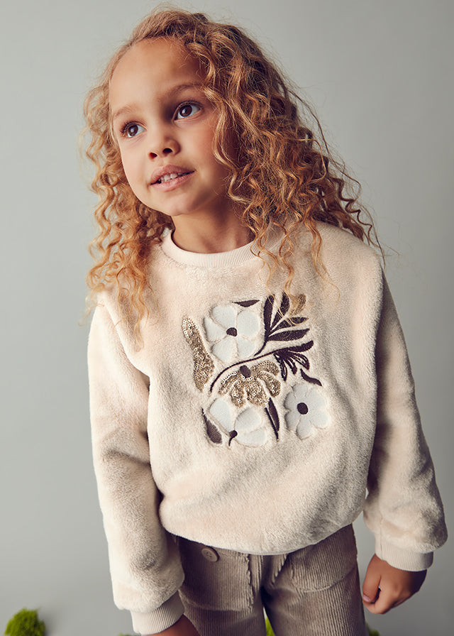 Felpa pelliccio fiore bambina Mayoral