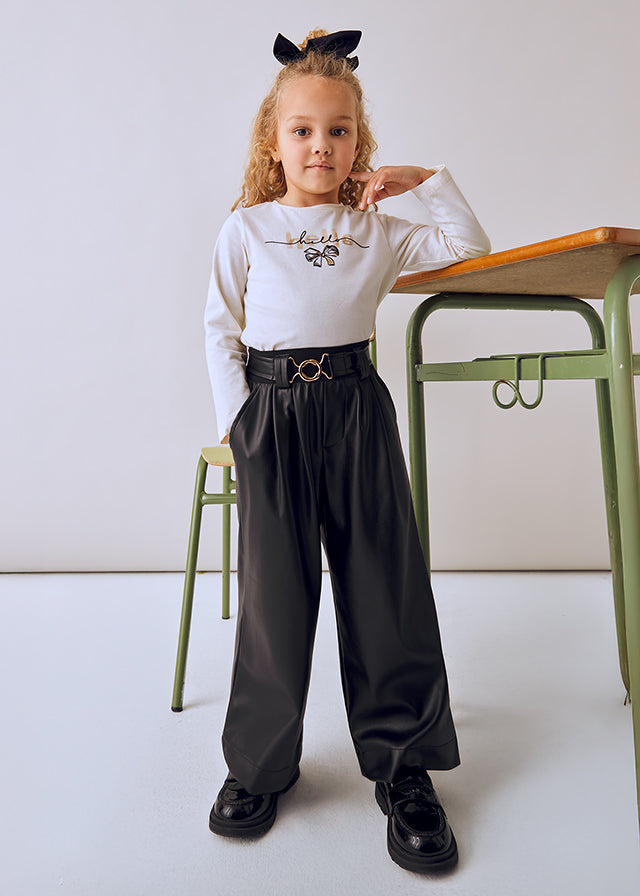 Pantalone similpelle con cintura bambina Mayoral