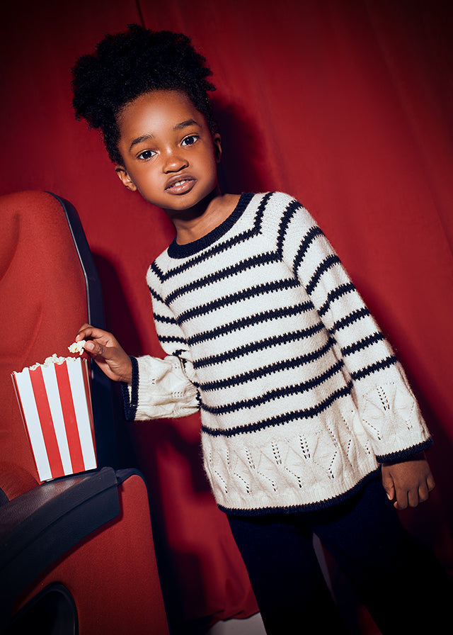 Completo pantalone e maglione righe bambina Mayoral
