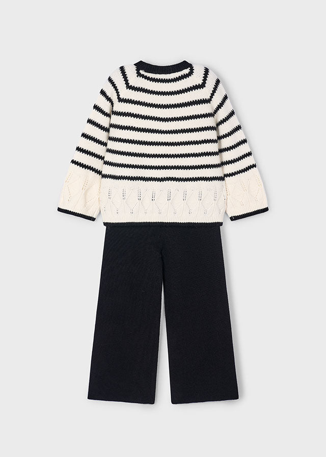 Completo pantalone e maglione righe bambina Mayoral