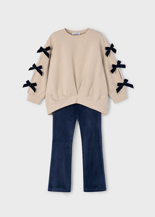 Completo leggings e felpa fiocco bambina Mayoral