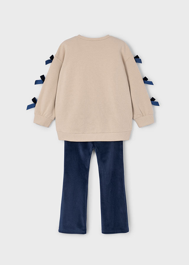 Completo leggings e felpa fiocco bambina Mayoral