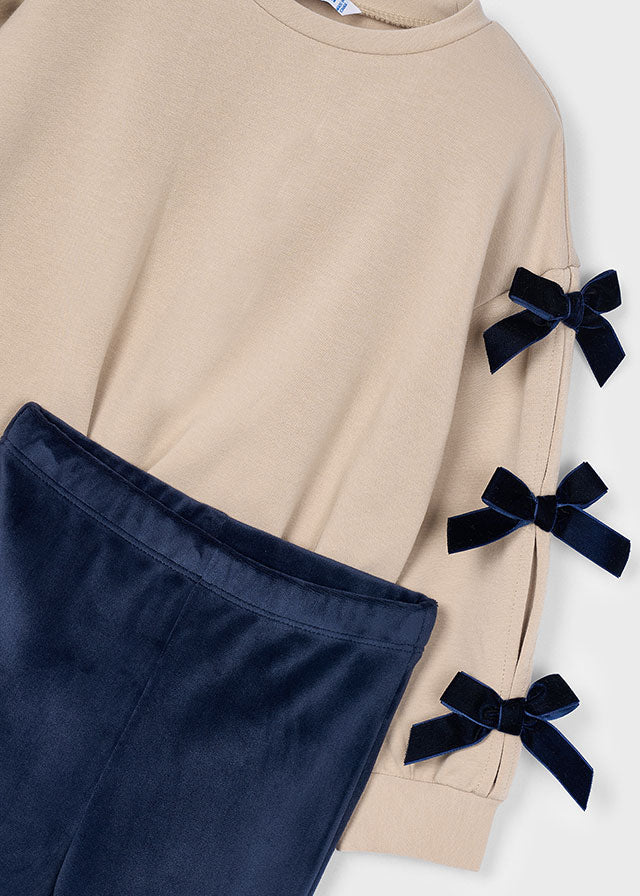 Completo leggings e felpa fiocco bambina Mayoral