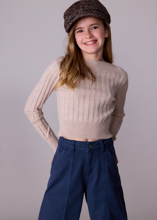 Maglione con dettagli canalé ragazza Mayoral