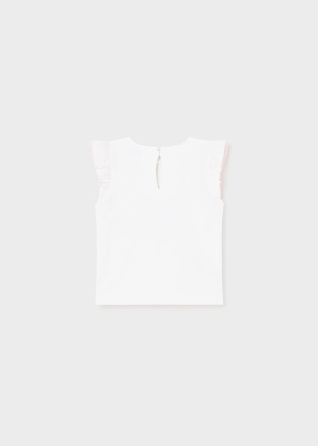 Maglietta combined di tulle di cotone baby femmina