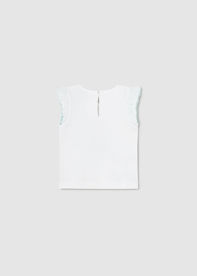 Maglietta combined di tulle di cotone baby femmina