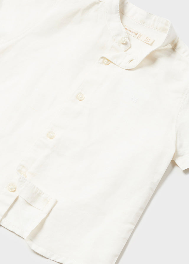 Camicia con colletto alla coreana di lino baby maschio